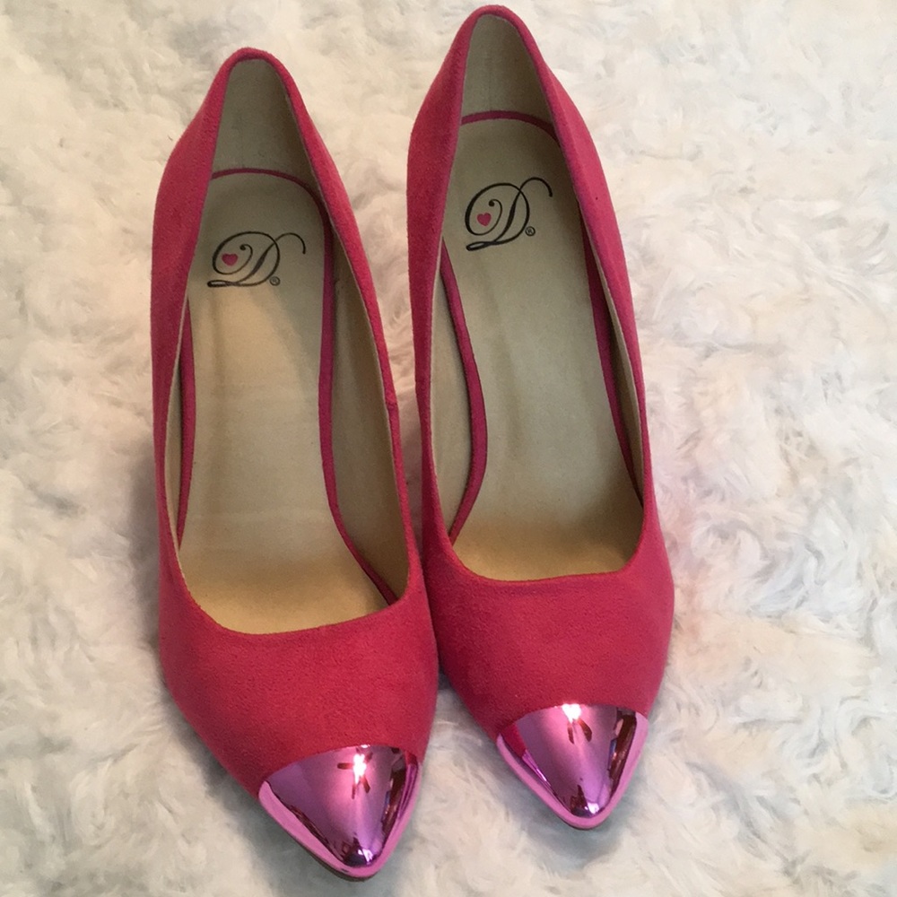 Like new- Barbie Pink Suede like Shoes with a Pink toe Cap